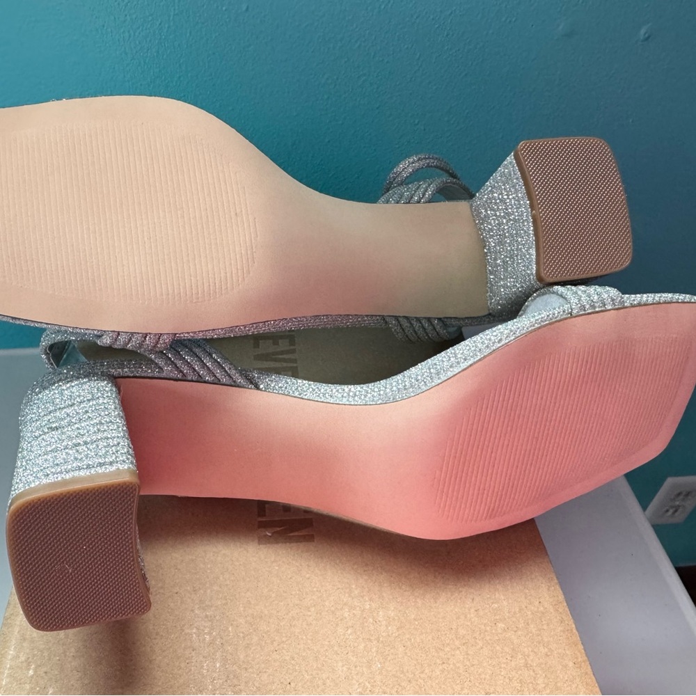 Steve Madden Silver Strappy Heels - Picture 4 of 6